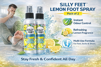 Silly Feet™ Lemon Foot Spray (Pack of 2) – Odour Control, Fresh Feet & Shoes | 100ml Each